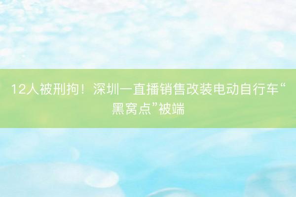 12人被刑拘！深圳一直播销售改装电动自行车“黑窝点”被端