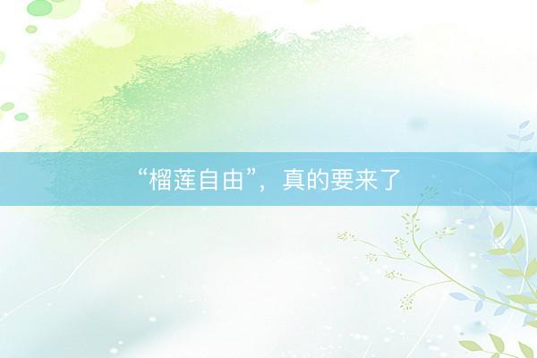 “榴莲自由”，真的要来了